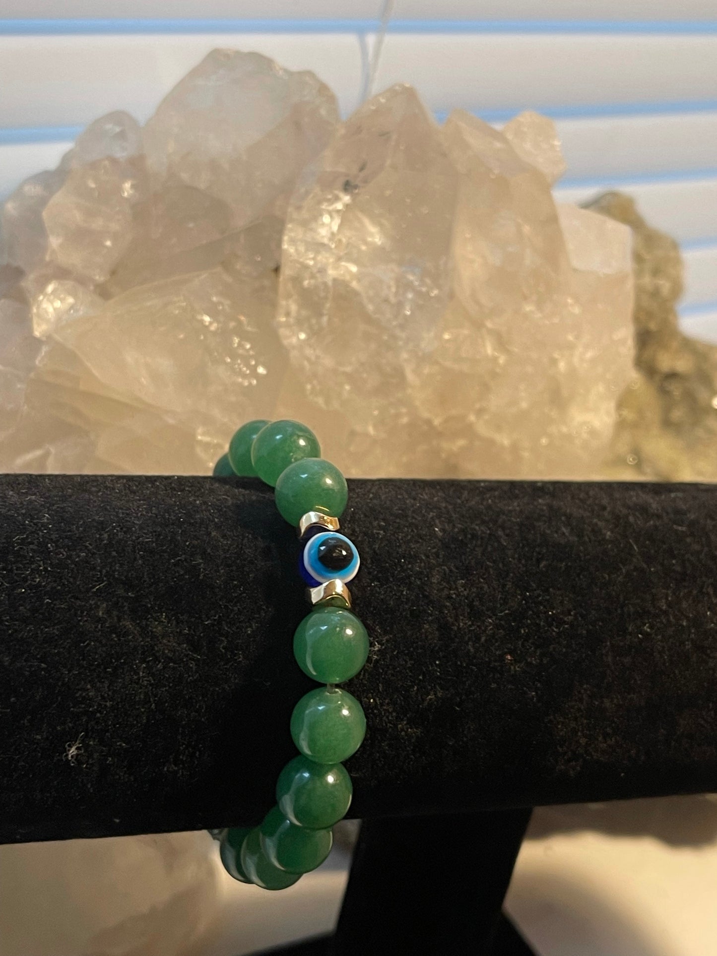 Green Jade Evil Eye Beaded