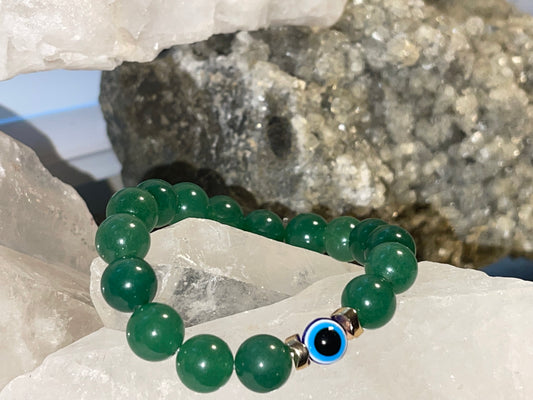 Green Jade Evil Eye Beaded