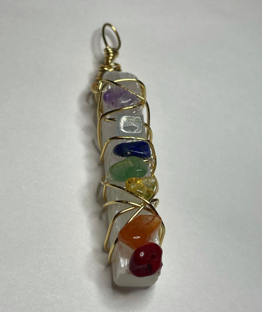 7 Chakra Selenite Necklace