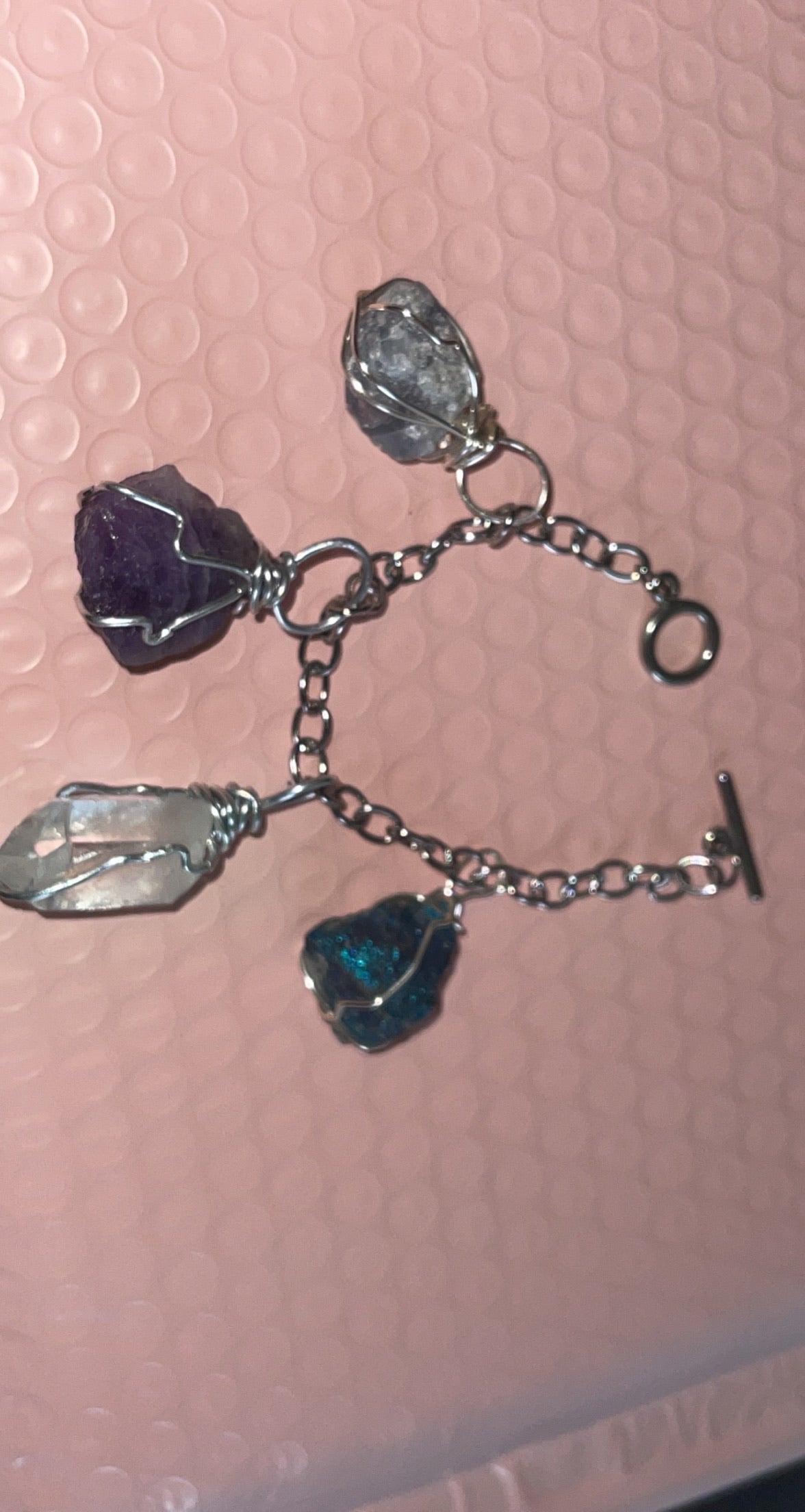 Silver  Crystal Charm Bracelet