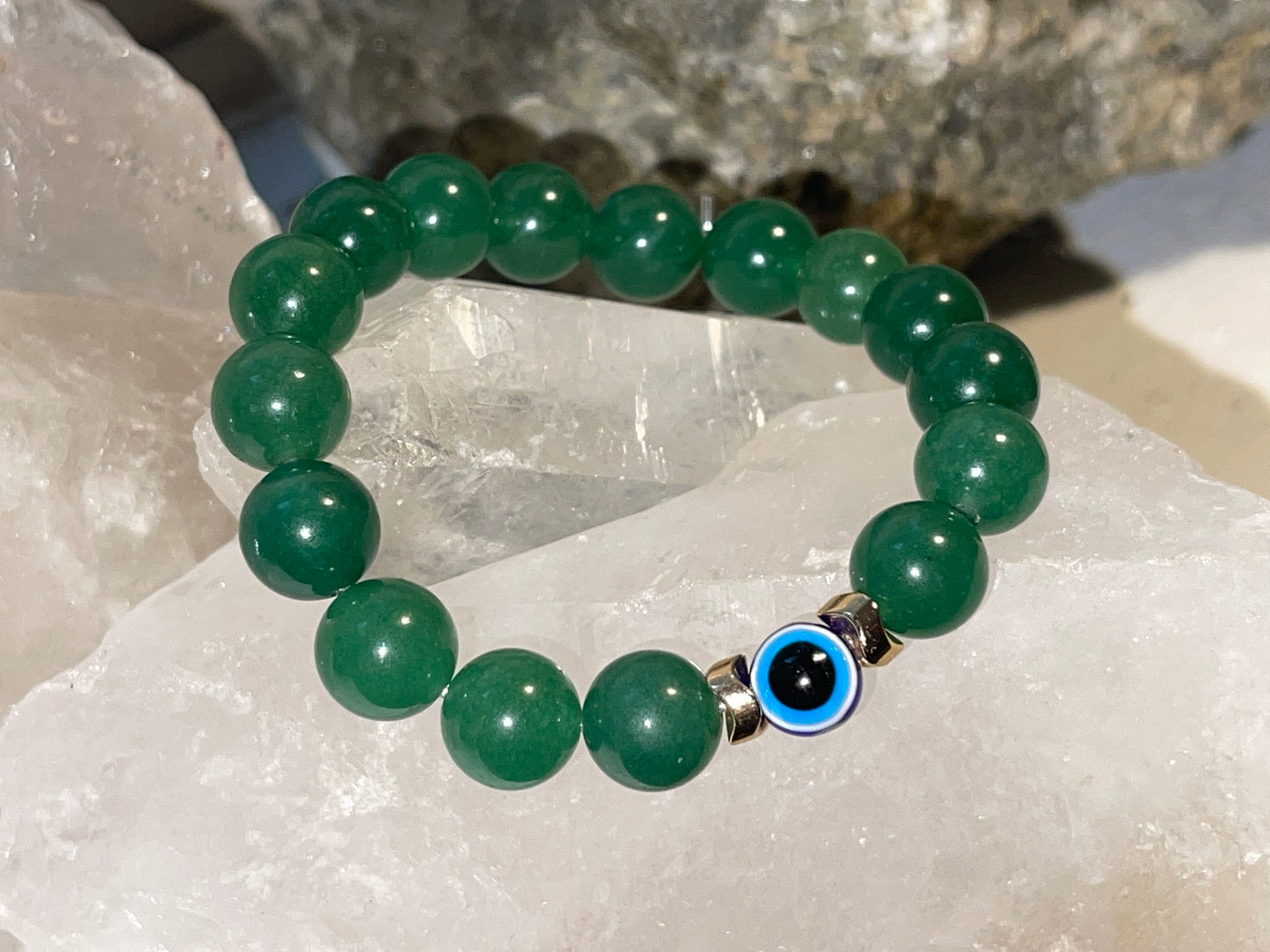 Green Jade Evil Eye Beaded