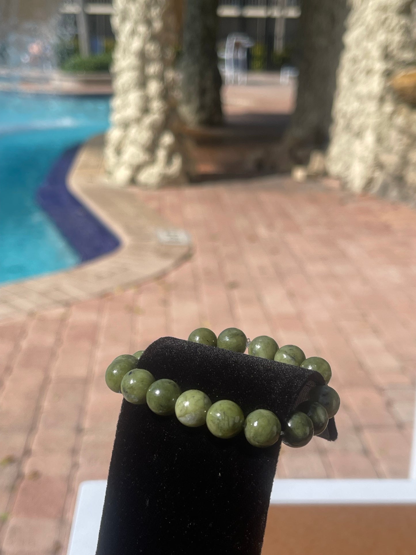 African Jade Beaded Bracelet