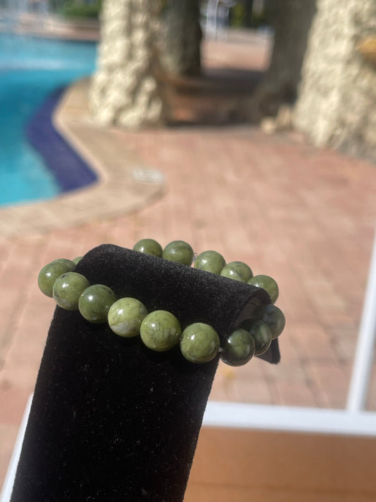 African Jade Beaded Bracelet