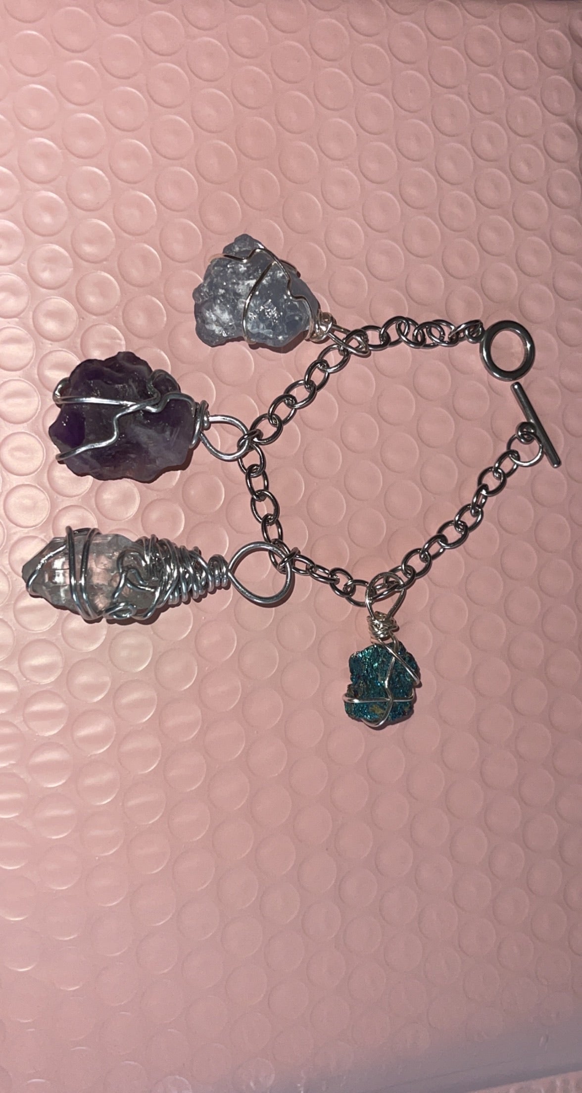 Silver  Crystal Charm Bracelet