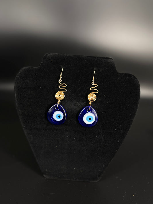 Evil Eye Spiral Earrings